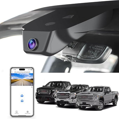 Mangoal 4K Dash Cam fit for GMC Sierra 1500 2022-2026 HD 2024-2026 Pro SLE Elevation SLT AT4X Denali Ultimate Accessories (Model C), Integrated OEM Look, GPS, WiFi & App, 64GB Card