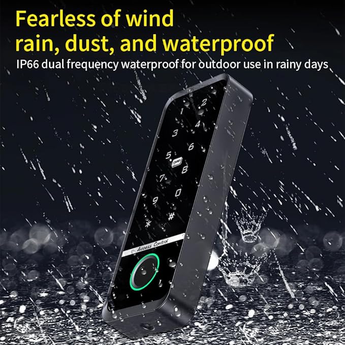 WiFi Access Control Keyboard Fingerprint Door Lock 125Khz EM+13.56Mhz MF RFID Card Reader Controler Keypad Intercom System,Smart Lock Electronic System Tuya App Control Waterproof IP67