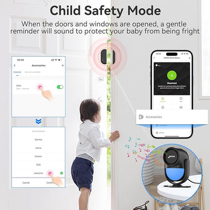 CPVAN WiFi Motion Sensor Alarm, 125dB Wireless DIY Smart PIR Motion Detector with Door/Window Sensor for Home Security System - On Spot Alarm & APP Alert, Black