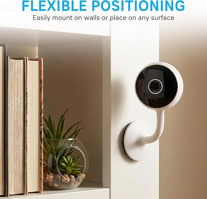 Geeni Vivid Indoor Smart Security Camera – HD Live Stream Camera for Indoor Home Monitoring with Night Vision, 2-Way Audio, Flexible Mount, Micro SD Slot, Motion Detection & App Control – 1Pack, White