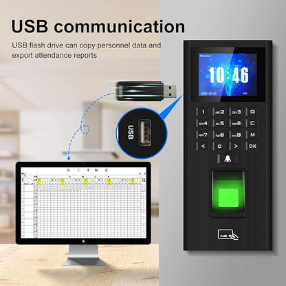 Complete Biometric Fingerprint Security Access Control System Kit, RFID Keyboard Door Lock, Time and Attendance System, Smart Remote Control Door Opener, 600-Pound Electromagnetic Lock + ZL