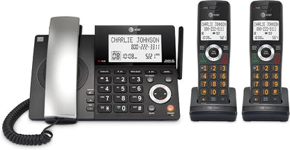 AT&T DECT 6.0 Corded/Cordless Phone, 2-Handset, Works During Power Outages, Smart Call Blocker, Answering Machine, Caller ID Announce | CL84218