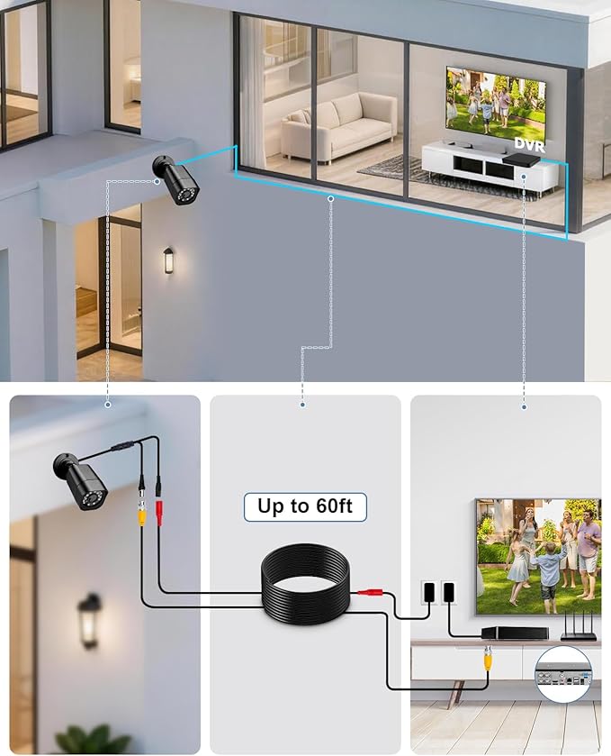 8CH 1080P Wired Security Camera System, AIWIXEN 8 x Surveillance Security Cameras Outdoor Home with Human Vehicle Detection, CCTV DVR with 512GB HDD, Remote Access, IP68 Waterproof, 24-7 Recording
