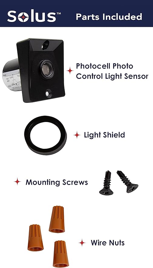 Solus Dusk-to-Dawn Sensor with Ezee Change Plug – Outdoor Photocell Sensor for 3" Lamp Posts – Auto On/Off – UL Listed – 120V – 5 Year Warranty, (Black, Pack of 2)