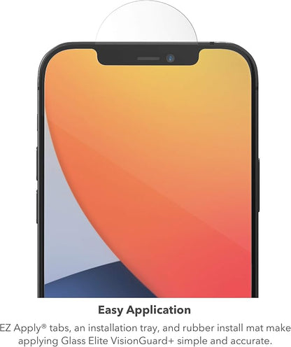ZAGG Glass Elite VisionGuard+ Screen Protector - iPhone 12 Mini - Impact Protection, Scratch, Fingerprint, Smudge, InvisibleShield, Oil Resistant, Clear
