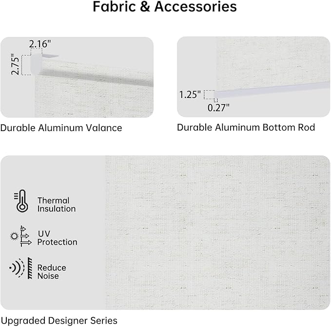 Motorized Coupled Shades, Light Filtering Smart Blinds for Large Windows Automatic Blinds Compatible with Alexa, Electric Roller Shades Customized for Living Room Home Office(Linen Beige)