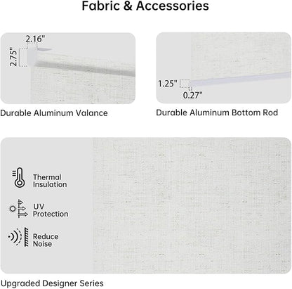 Motorized Coupled Shades, Light Filtering Smart Blinds for Large Windows Automatic Blinds Compatible with Alexa, Electric Roller Shades Customized for Living Room Home Office(Linen Beige)