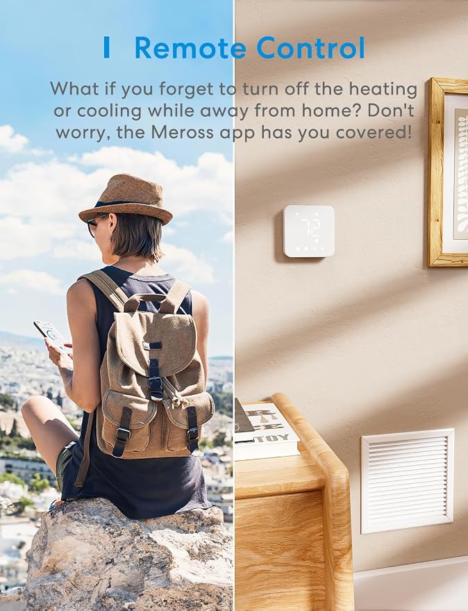 meross Smart Thermostat for Home, WiFi Thermostat Works with Matter, Alexa, Apple Home, Google Assistant, App & Voice Control, 7x24h Scheduling, Energy Saving, C-Wire Required | App Remote & Voice Control, Works with Alexa, Apple Home, Google Assistant...