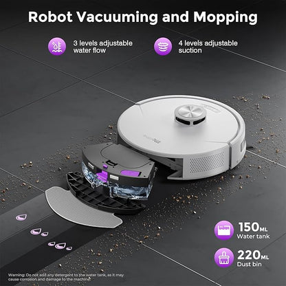 Robot Vacuum and Mop Combo, Robot Vacuum Cleaner with Bagless Self Emptying Station, 18000Pa Suction, LiDAR Navigation, ideal for Pet Hair, Carpet & Hard Floor, Compatible with App/Alexa/Voice Control