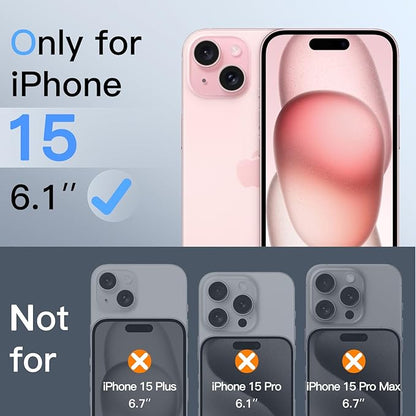 JETech 360 Degree Privacy Screen Protector for iPhone 15 6.1-Inch, 4-Way Anti-Spy Tempered Glass Film with Easy Installation Tool, 2-Pack