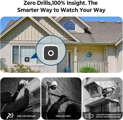 Rraycom 2.5K Window Camera Wireless 2Pack,6S Pre-Roll, Dual-Band 5G/2.4GHz WiFi Indoor Cameras for Home Security, Anti-Glare Color Night Vision, AI Human&Motion Detection, Magnetic No Drill Setup