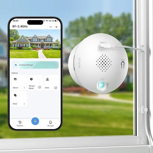 3MP 2K Window Camera for Home Security, Indoor Camera with Outdoor View, Full-Color Night Vision, Human & Vehicle Detection, 24/7 Recording, Easy to Install