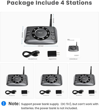 Wuloo Hands-Free Intercoms Wireless for Home Business, Upgrade Two Way Audio Intercom System for Elderly, Full Duplex Room to Room Intercom with 5280 ft Range Clear Sound Anti-Interference, Pack of 4