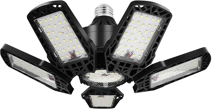 LED Garage Lights 200W - 1 Pack, 20000LM Led Shop Light with Adjustable Panel, 6000-6500K Daylight, 360° Illumination Ceiling Lights, E27/E26 for Warehouse Garage Attic Basement