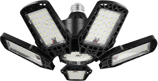LED Garage Lights 200W - 1 Pack, 20000LM Led Shop Light with Adjustable Panel, 6000-6500K Daylight, 360° Illumination Ceiling Lights, E27/E26 for Warehouse Garage Attic Basement