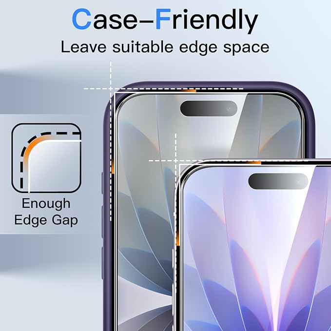 JETech 360 Degree Privacy Screen Protector for iPhone 17 6.3-Inch, 4-Way Anti-Spy Tempered Glass Film with Easy Installation Tool, 2-Pack