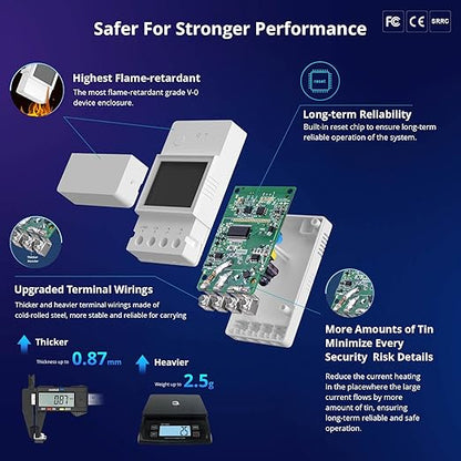 SONOFF POWR316D Elite 16A WiFi Smart Power Meter Switch Smart WiFi Wireless Light Switch with Energy Monitoring,Universal DIY Module for Smart Home, Works with Amazon Alexa & Google Home