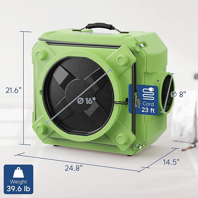 ALORAIR CleanShield HEPA 550 Industrial Commercial HEPA Air Scrubber for Damage Restoration, cETL Listed, GFCI Outlet, 10 Years Guarantee, Green(Pack of 4)
