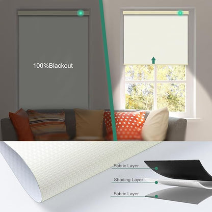 Motorized Blinds with Remote [100% Blackout & Silent Motor] Smart Blinds Compatible with Alexa Google HomeKit, Electric Roller Shades for Indoor Windows, Customized Size, Crossweave White