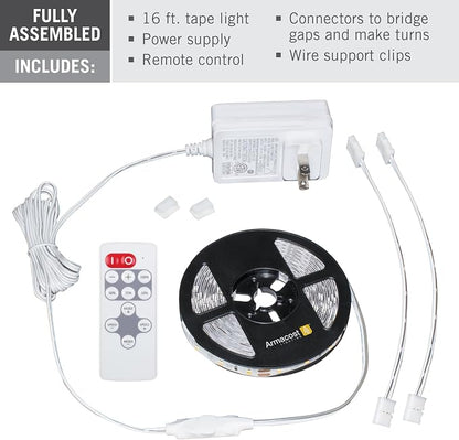 Armacost Lighting 421500 RibbonFlex Soft White LED Tape Light Kit with Remote, 16 ft, 3000k