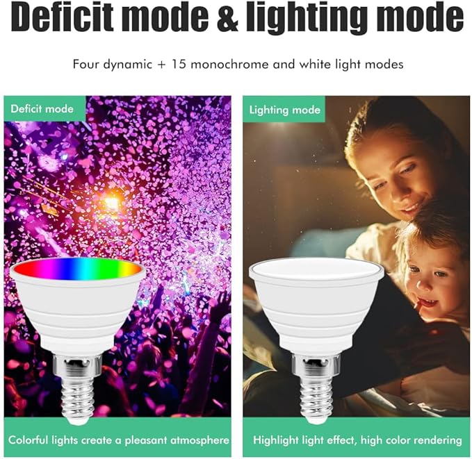 LED Light Bulbs RGB Light Cup 16 Color Changing E14 Smart Spotlight Bulb with Remote Control