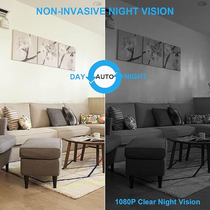 WiFi Wireless Mini Security Camera, Full HD 4K/2K/1080P Surveillance Cam for Home Safety Support 5G&2.4G with Night Vision and Motion Detection, APP Control with SD Storage