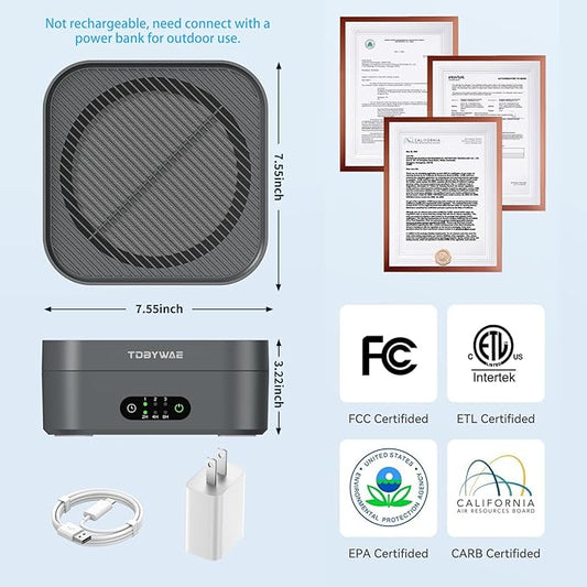 Air Purifiers for Home 600 Sq.Ft, TDBYWAE H13 True HEPA Air Purifier with USB Cable for Pets Dust Dander Pollen Odor Smoke, Small Portable Air Purifier for Bedroom Office Desktop Car RV