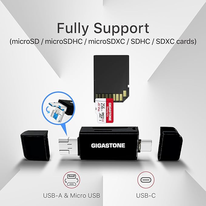 【for Switch 1 Only】 GIGASTONE 1TB Micro SD Card with USB C Card Reader, Gaming Plus, MicroSDXC Memory Card for Gaming Console, 4K Video Recording, UHS-I A1 U3 V30 C10, up to 150MB/s, with Adapter