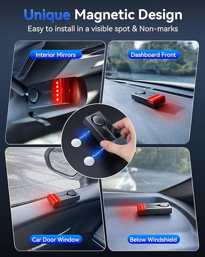 108dB Car Alarm System, Car Anti-Theft Vibration Sensor Alarm & Red Light, 2 Wireless Remote, Anti Theft Vehicle Device with Magnetic Install Design for RV, SUV, Truck (Upgrade 4.0)