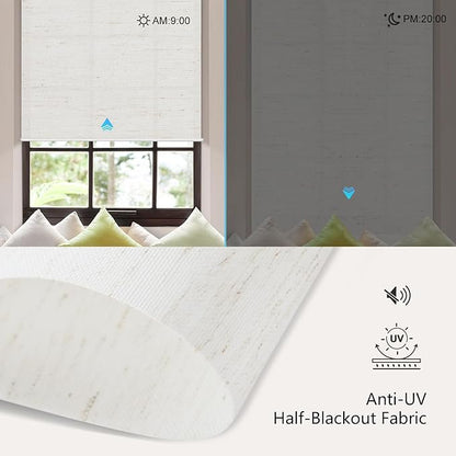 Aprilsmart Motorized Blinds with Remote,Light Filtering Motorized Roller Shades Work with Apple Homekit,Alexa,SmartThings,Google Home,Customize Blinds(Linen White-56)