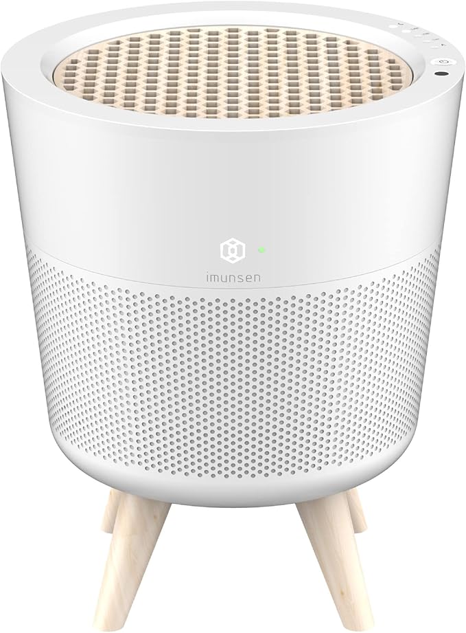 IMUNSEN M-002W True HEPA 13 Filter Air Purifier for Home, Bedroom with Deodorization Filter, Quiet Auto Sleep Mode, 99.97% Pollen, Smoke, Office and Bedroom, Pets, Made in Korea - White