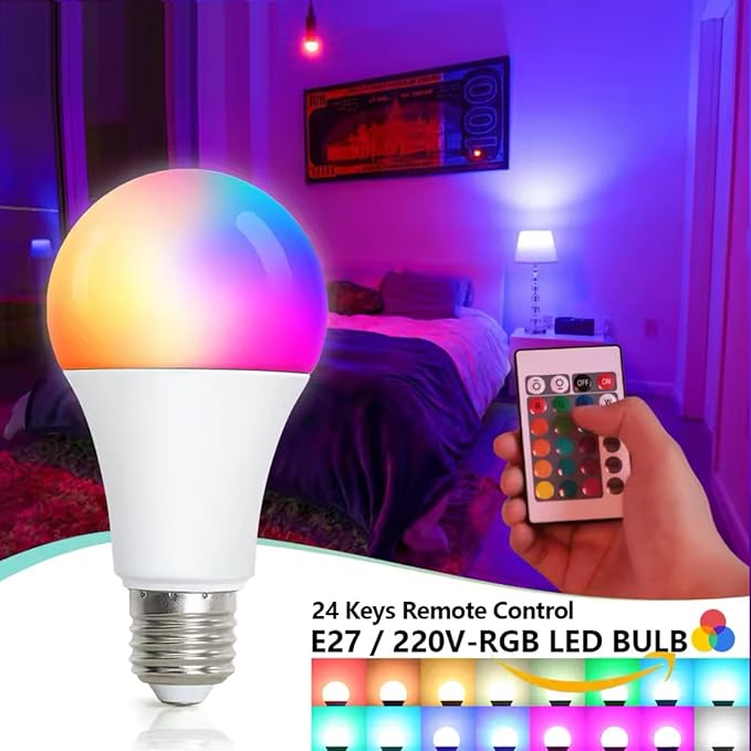 LED Color Changing Bulb, Smart RGB Night Light with Remote Control, Warm White 5/10/15W, E27 Base, 16 Colors for Home Decor Bedroom Stage Party Mood Light, 2 Pack (15W Warm White)