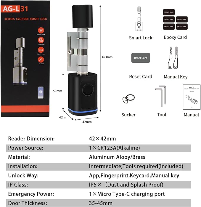 Intelligent Door Locks Fingerprint IC Card Key Cell Phone Application Household Intelligent Electronic Locks Applicable to Wooden Iron Security Door