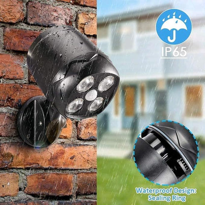 Outdoor Motion Sensor Light Battery Operated, IP65 Waterproof Ultra Bright Motion Sensor Outdoor Lights Head Adjustable with 8W 600 Lumen 6000K 4LEDs for Garage Yard Porch and Patio (1 Pack)