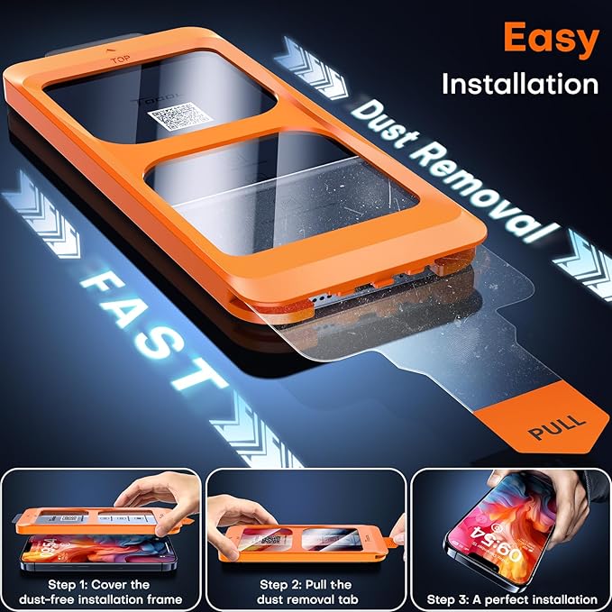 TOCOL for iPhone 13 Pro Screen Protector Military Grade Shatterproof HD Tempered Glass Full Coverage Anti-Fingerprint Easy Installation Case Friendly 2 Pack