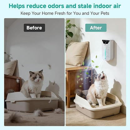 Air Ionizers for Home with Activated Charcoal, Cat Litter Deodorizer, HEPA Plug In Negative Ion Generator for Small Spaces, Bathroom, Office & Kitchen, Pet Odor Eliminator for Smoke, Dust