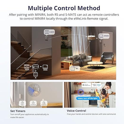 SONOFF MINIR4 10A Smart WiFi Extreme Wireless Light Switch,Universal DIY Module for Smart Home Automation Solution, Compatible with Alexa & Google Home