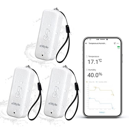 eMylo Zigbee Temperature Humidity Sensor-3 Pack, IP65 Indoor Outdoor Thermometer Hygrometer, Hub Required, APP Remote Monitoring&Home Automation, Compatible with Echo Devices with Zigbee Hub Built-in