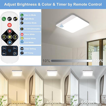 WhitePoplar Rechargeable Motion Sensor Ceiling Light with Remote - Magnetic Wireless Closet Lights, 400LM Closet Lights Motion Sensored Indoor for Bathroom Closet Pantry Porch and Hallways 2Pack