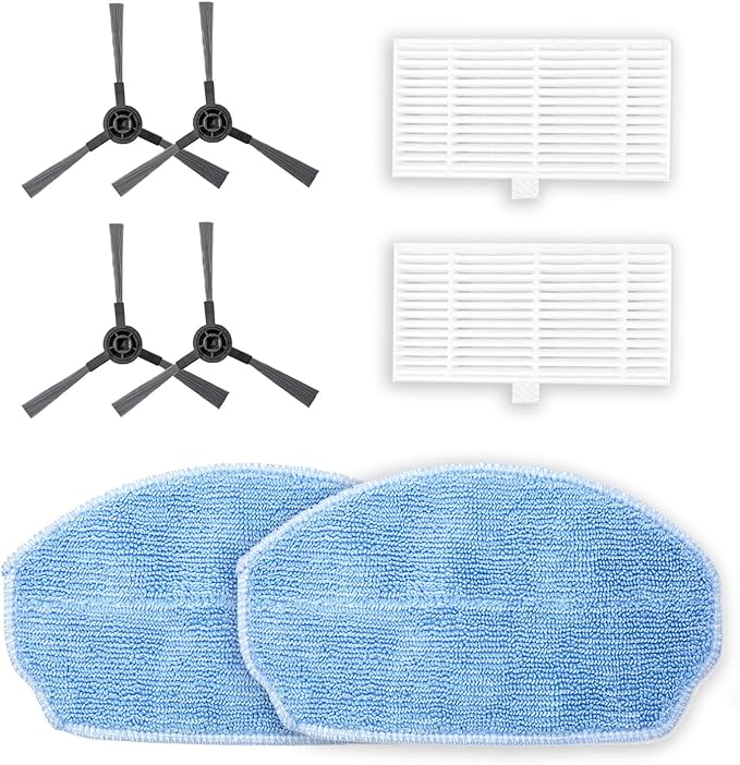 Robot Vacuum Replacement Parts for MAMNV, ZCWA, ONSON, GTTVO BR150/BR151, MANVINS G20 - 6PC Side Sweep, HEPA Filter & Mop