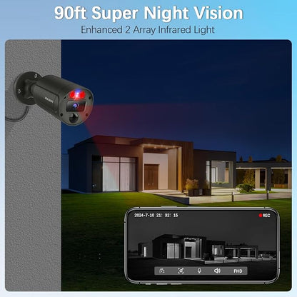 【2-Way Audio & 4K Ultra HD】 Outdoor Wired Security Camera System, Wired Cameras for Home Security, POE Video Surveillance Systems