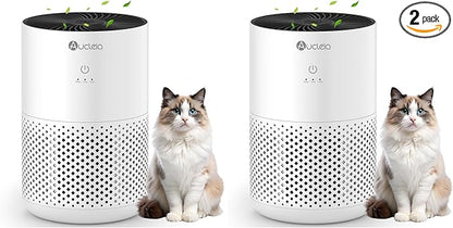Aucleia Air Purifiers for Bedroom Home with H13 True HEPA Filter, 20dB Quiet Air Cleaner for Pets Hair Dander Odor, Smoke Dust Pollen, Aromatherapy Function, White (Pack of 2)