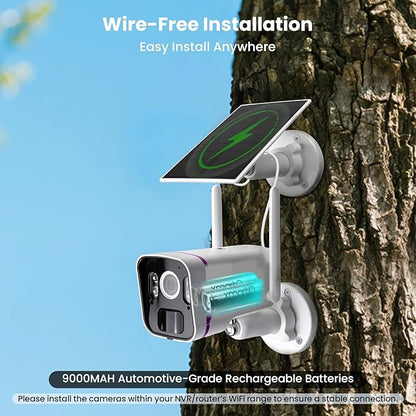 xmartO 2Pack Wireless Solar Outdoor Security Camera, 4MP 2K QHD WiFi6 Camera, All Weather 9000mAh Battery, IR&Color Night Vision, PIR Detection, 2-Way Audio, No Monthly Fees, Works NVR