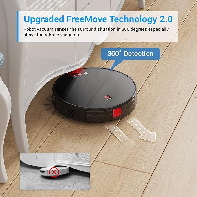 Lefant Robot Vacuum and Mop, Robotic Vacuum Cleaner with 3200Pa Suction, Smart Navigation, 150 Mins Runtime, Works with Alexa and Google Assistant, Self-Charging, Ideal for Pet Hair,Floor,Carpet（U180）