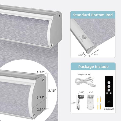 SmartWings Motorized Smart Blinds for Windows in Light Filtering, Electric Remote Roller Shades Compatible with Alexa/Google Home/Homekit, Custom Up to 110”W x 148”H, Essential Translucent Grey