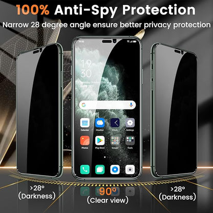Lesakit 3+3 Pack Privacy Screen Protector for iPhone 11 Pro Max 6.5-Inch with 3 Pack Camera Lens Protector, Anti Spy Tempered Glass Film 9H Hardness Bubble Free Case Friendly
