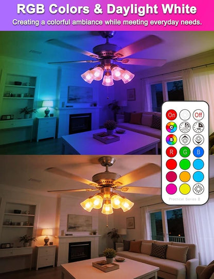 ILC Color Changing LED Light Bulbs, 70W Equivalent, 2700K Warm White A19 E26 Screw Edison Base RGBW Dimmable - 12 Color Choices - Timing Infrared Remote Control Included (2 Pack)