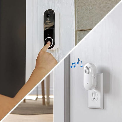Arlo Video Doorbell 2K + Chime 2 (2nd Gen, Latest Release), Wireless or Wired Option, 2-Way Audio, Night Vision, H (Renewed)