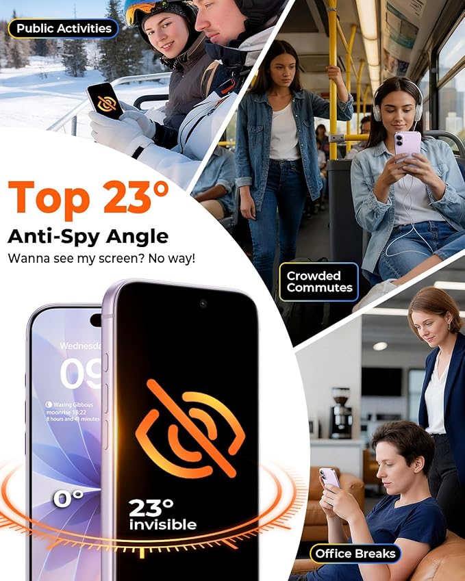 MRGLAS TOP 9H+ Glass 2+2 Packs for iPhone 17 Privacy Screen Protector with Camera Lens Protector [Zero Bubble][10X Military Protection] 17 Tempered Glass 6.3" Full Edge Coverage,Case-Friendly
