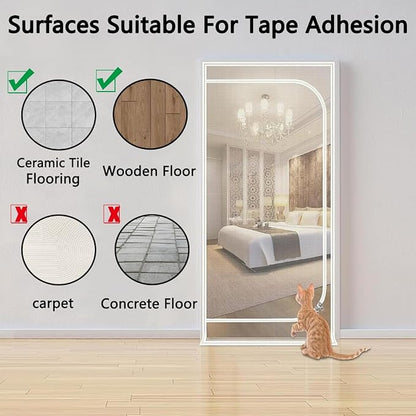 QWR Reinforced Cat Screen Door,Fits Door Opening Size 32''x 80'',Thickened Cat Proof Screen Door Mesh with Zipper Closure for Living Room,Kitchen,Bedroom.